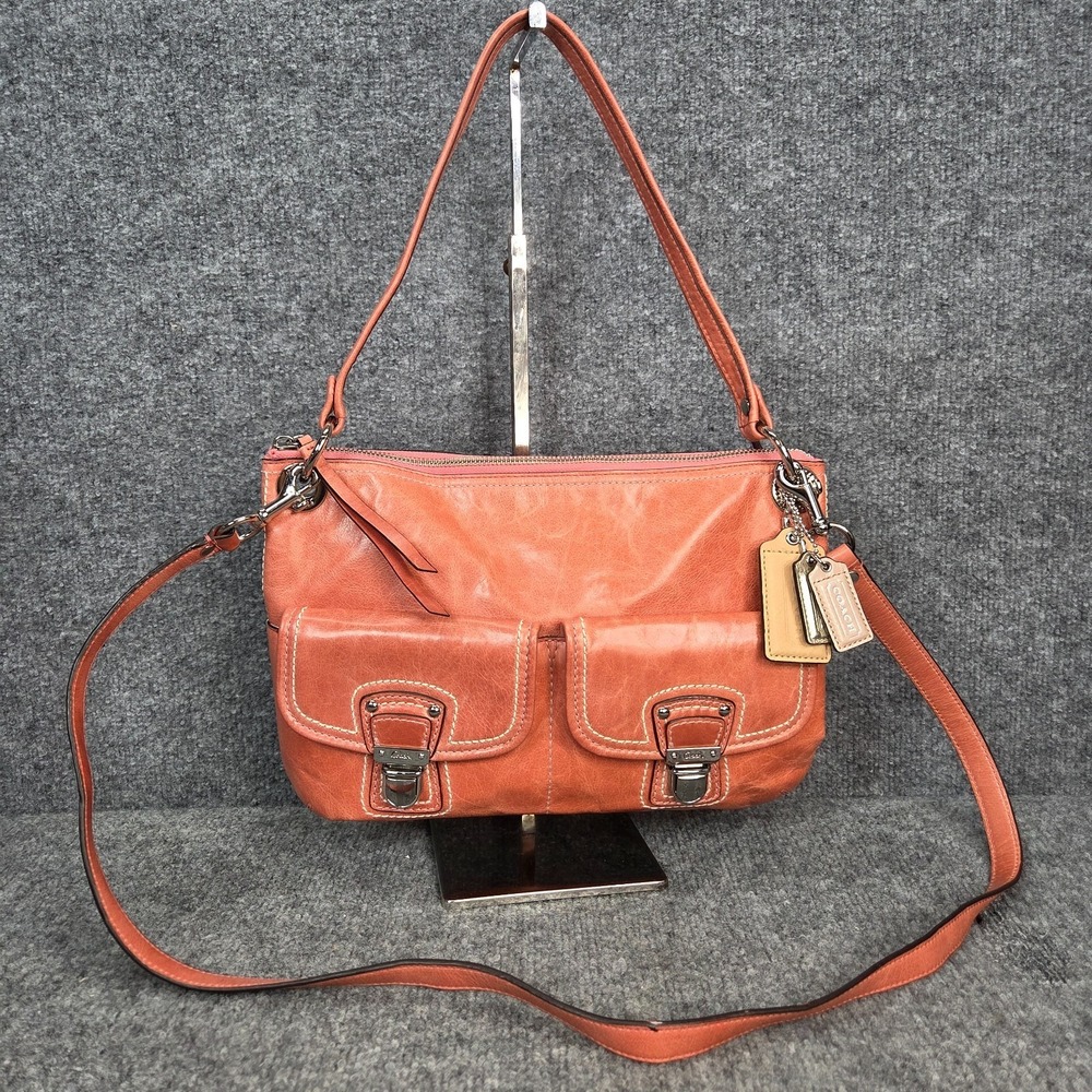 Vintage COACH 18996 2-Way Shoulder Bag Pink Y2K Style Leather Crossbody Tote
